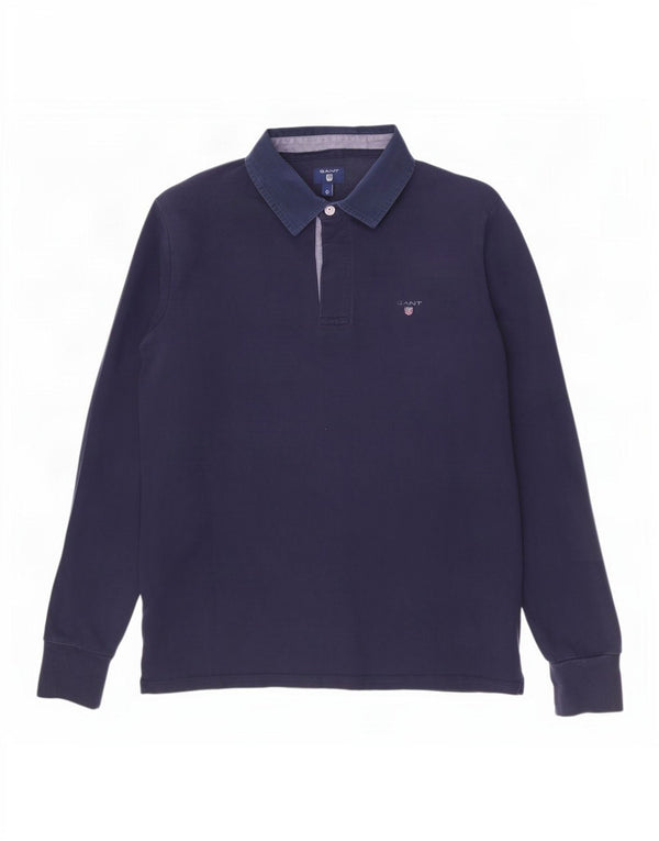 Polo da uomo a maniche lunghe Gant grande in cotone blu navy