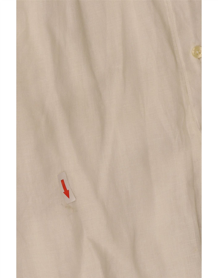 Camicia da uomo Brooksfield taglia 40 lino bianco medio