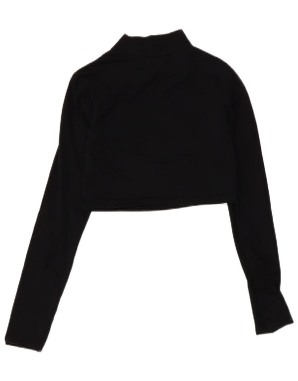 Top corto grafico da donna Fila manica lunga UK 8 piccolo cotone nero
