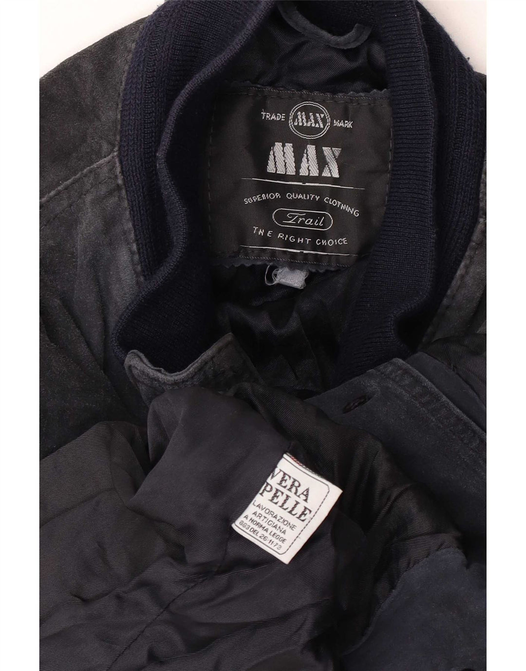 Giubbotto bomber in pelle scamosciata da uomo Max UK 38 Medio in pelle blu navy