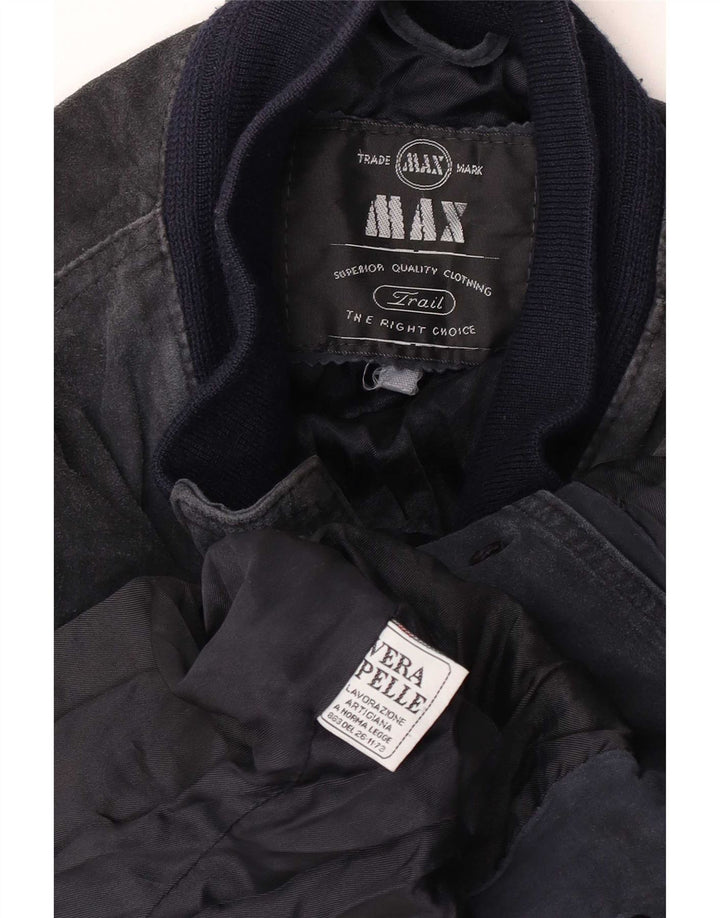 Giubbotto bomber in pelle scamosciata da uomo Max UK 38 Medio in pelle blu navy