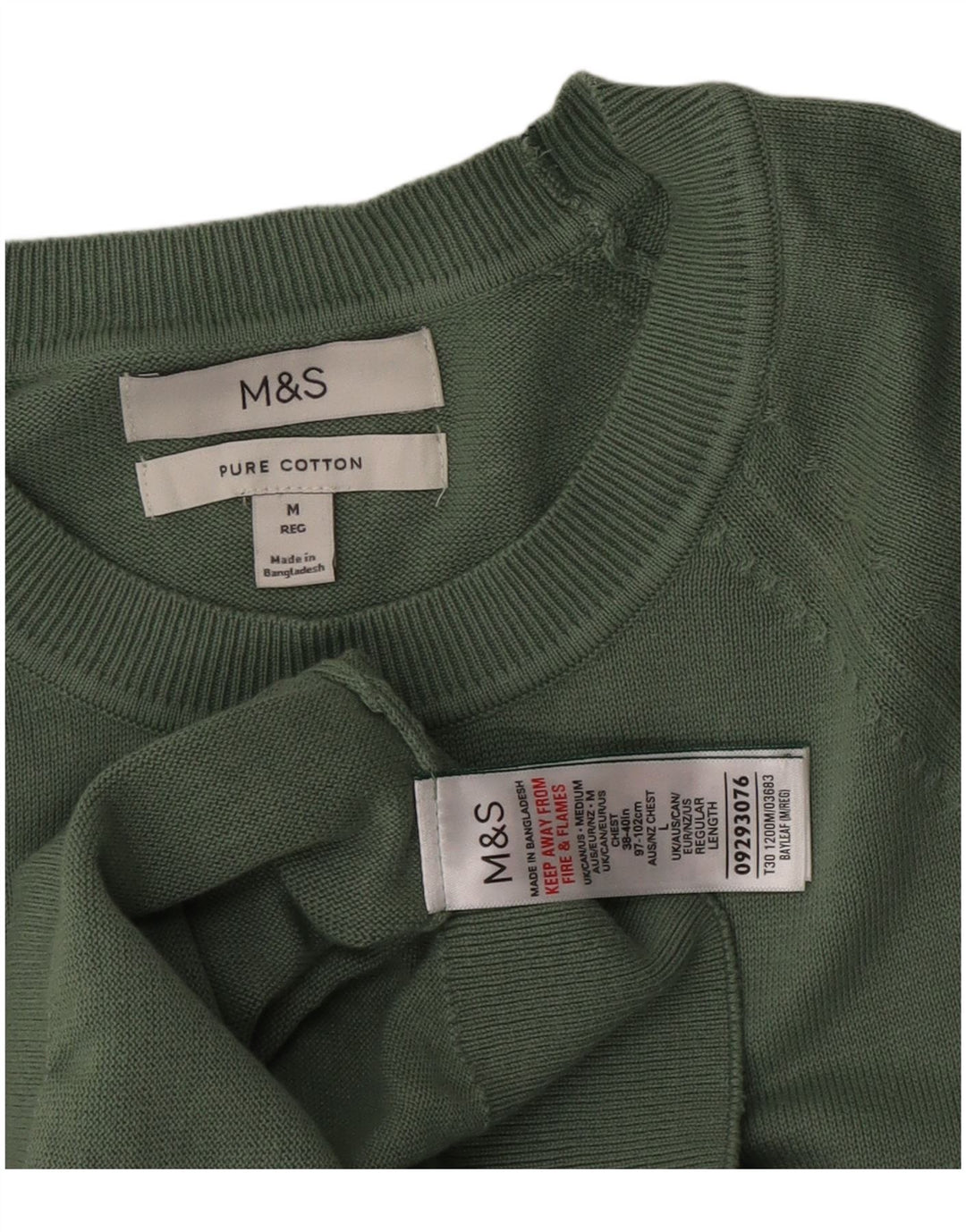 Maglione maglione girocollo da uomo Marks & Spencer in cotone verde medio