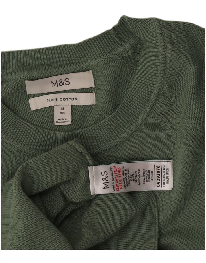 Maglione maglione girocollo da uomo Marks & Spencer in cotone verde medio