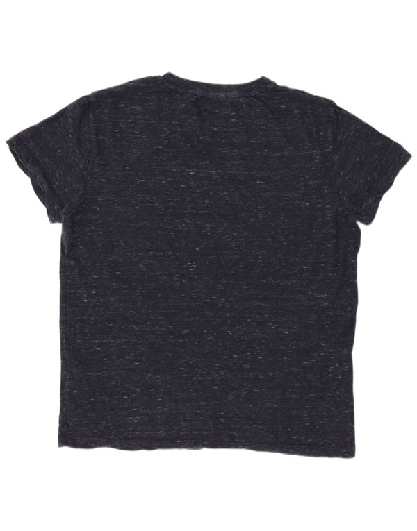 T-shirt da uomo SUPERDRY Top in cotone chiazzato blu navy medio