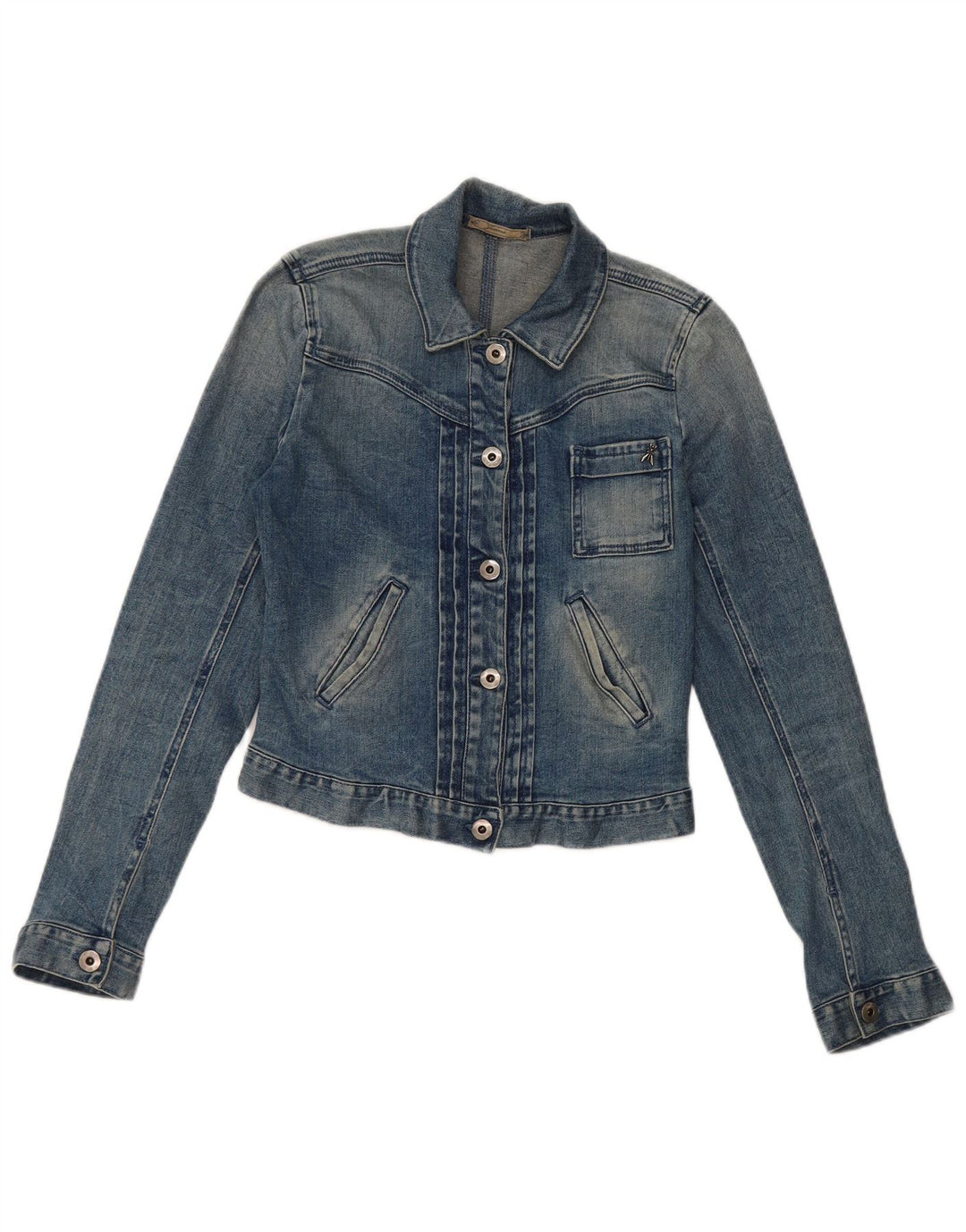 Giacca in denim vintage da donna corta IT 40 piccola in cotone blu