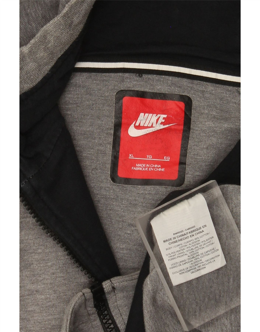 Felpa con cappuccio e zip Nike da uomo XL in cotone grigio