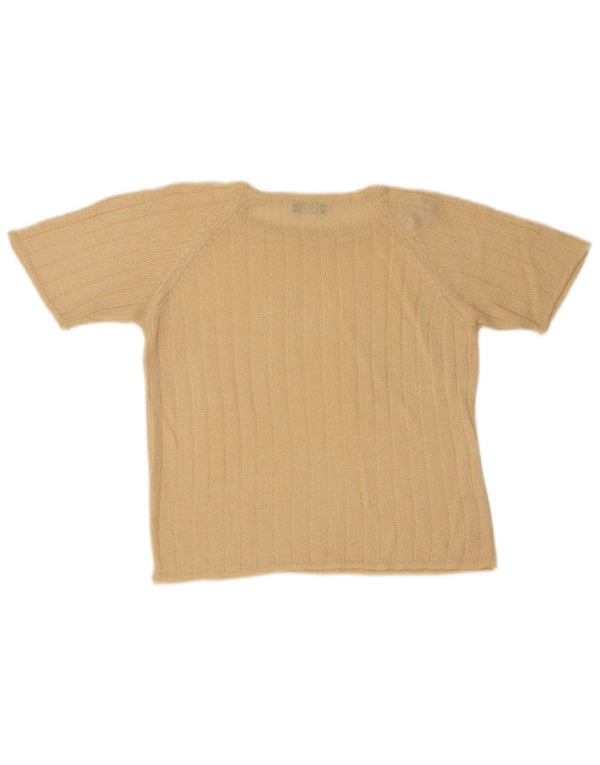 Maglione da donna a maniche corte girocollo Benetton UK 10 Small Beige