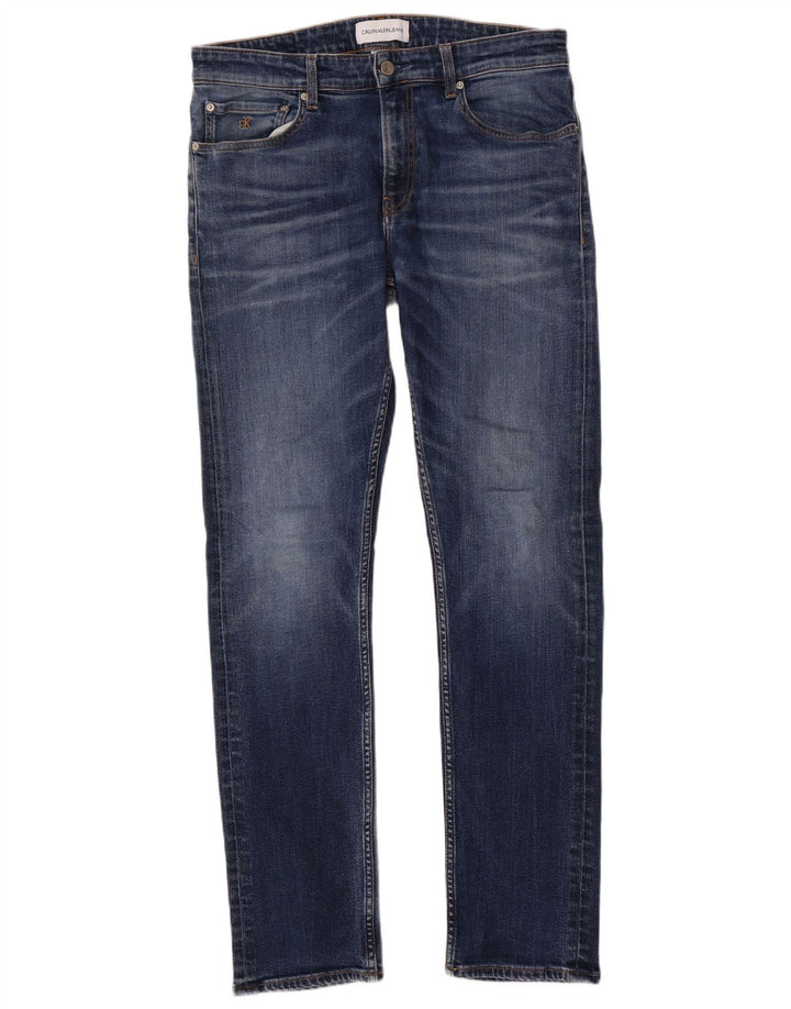 Jeans slim da uomo Calvin Klein W32 L32 cotone blu
