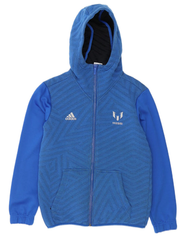 Felpa con cappuccio e zip grafica Adidas da ragazzo MESSI 11-12 anni Blu geometrico