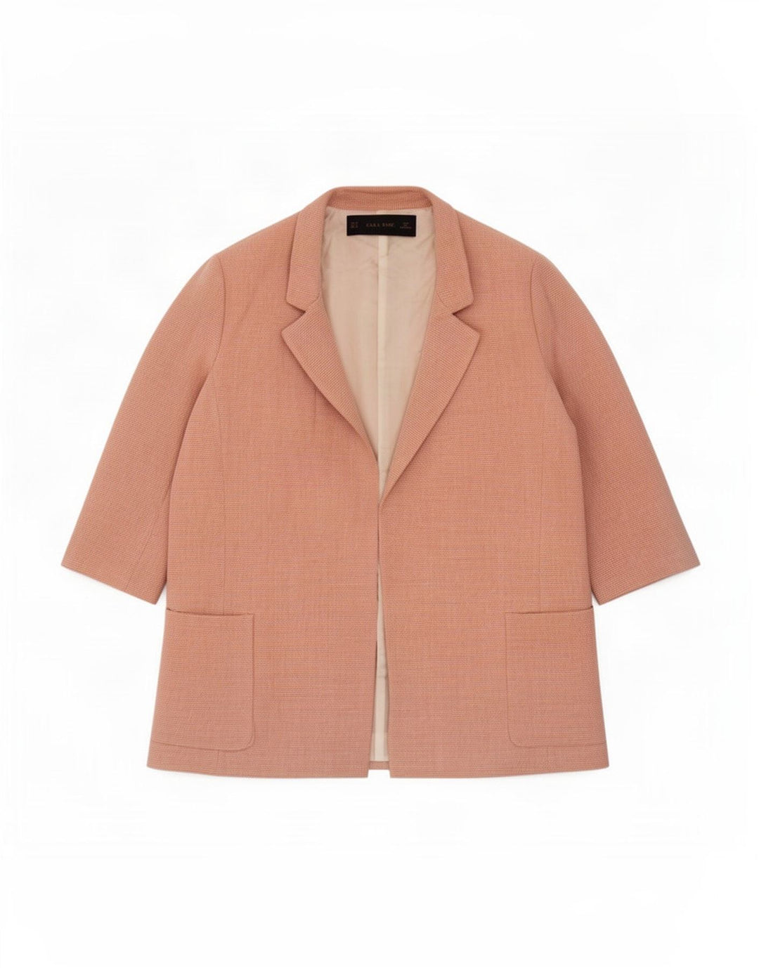 Giacca blazer aperta da donna con maniche a 3/4 Zara UK 14 Viscosa rosa medio