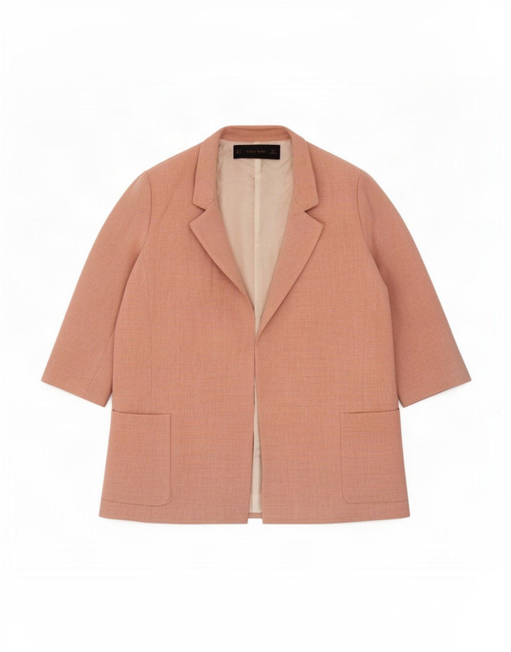 Giacca blazer aperta da donna con maniche a 3/4 Zara UK 14 Viscosa rosa medio
