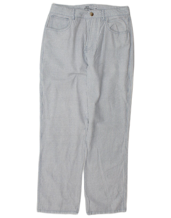 Pantaloni casual dritti da donna Zara EU 38 Small W28 L28 Gessato blu