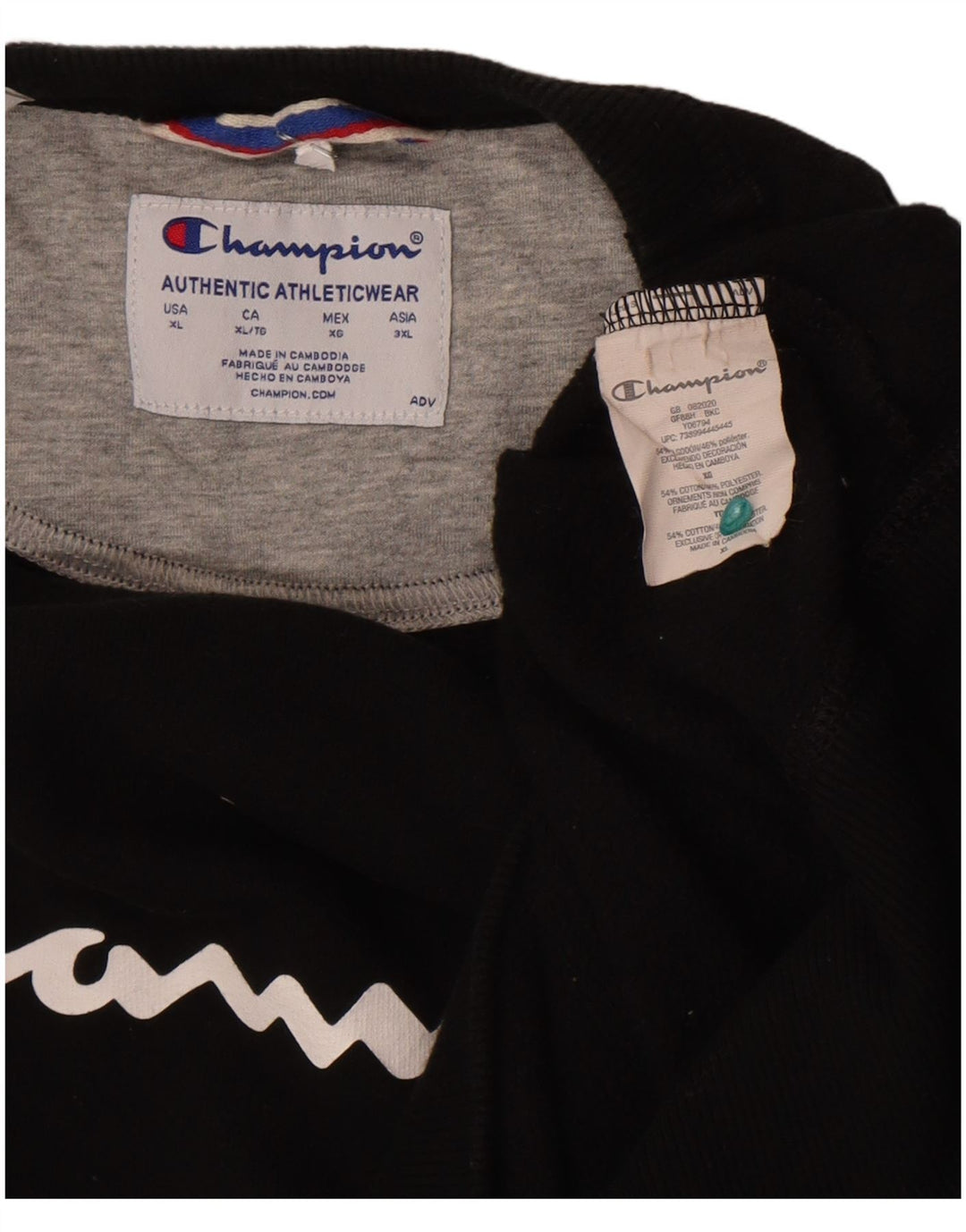 Felpa grafica da uomo Champion Jumper XL in cotone nero