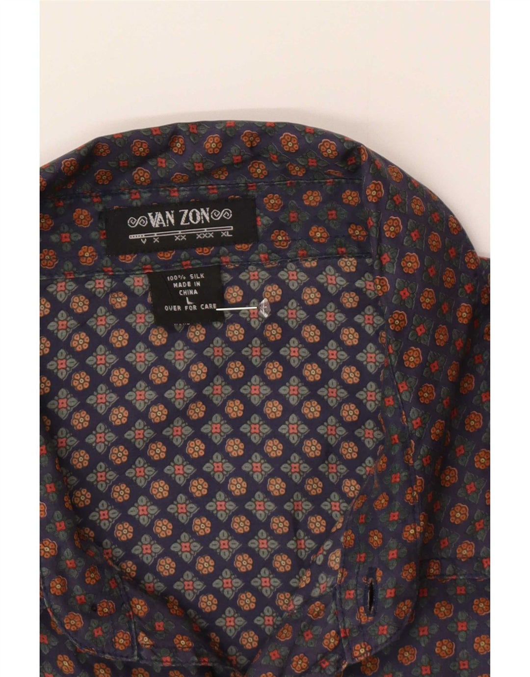 Camicia a maniche corte da uomo Van Zon Large in seta floreale blu navy