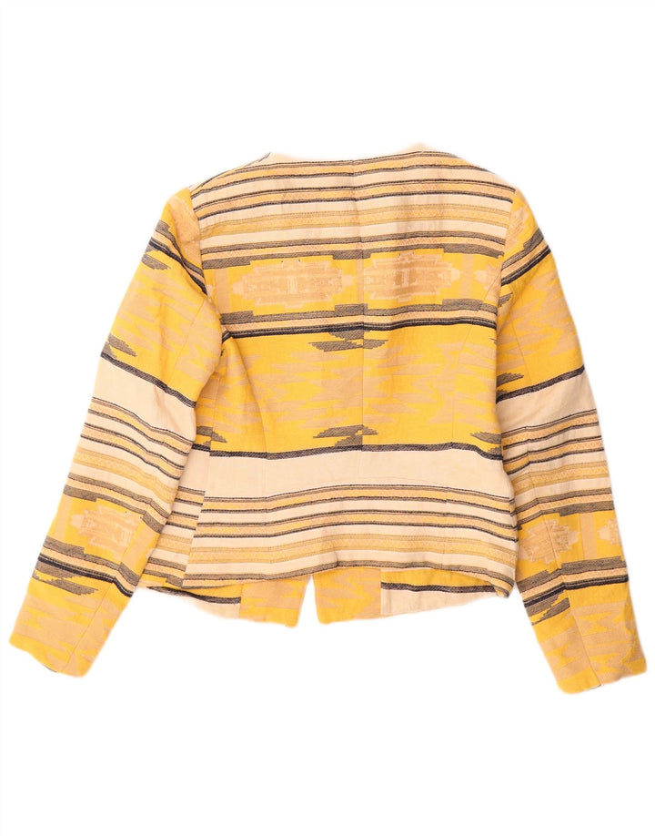 Giacca blazer aperta corta da uomo Zara UK 12 Cotone a righe gialle medie