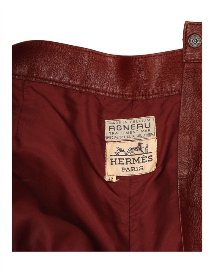HERMES Womens Casual Trousers IT 42 Medium W28 L27 Maroon Leather Vintage HERMES and Second-Hand HERMES from Messina Hembry 