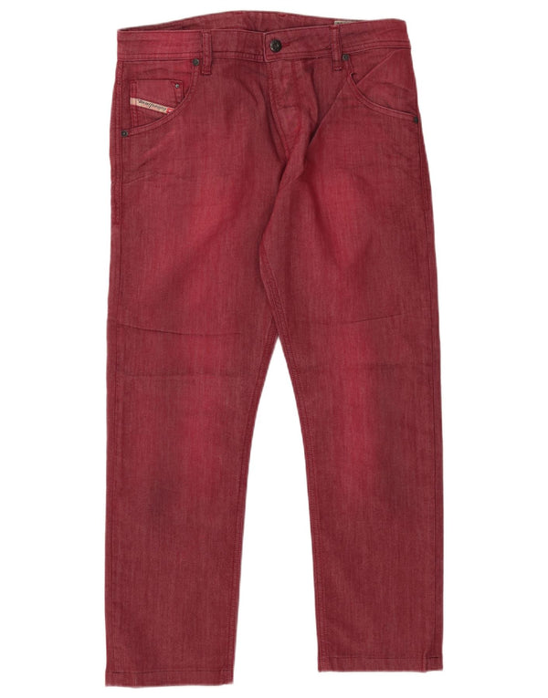 DIESEL Jeans dritti a carota slim Krayver da uomo W31 L27 cotone bordeaux