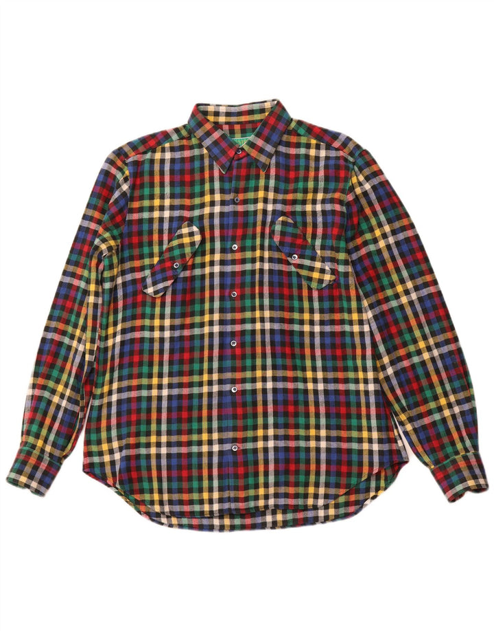 Desiree Camicia da uomo in flanella taglia 16 grande motivo a quadri multicolore