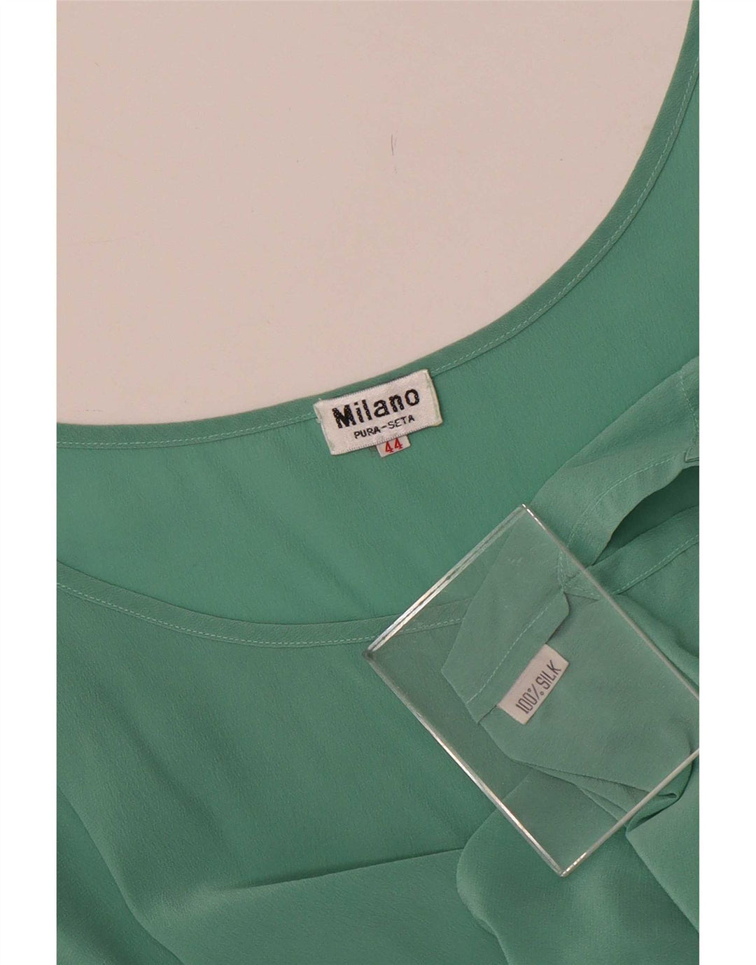 Camicetta senza maniche vintage da donna IT 44 Seta verde medio