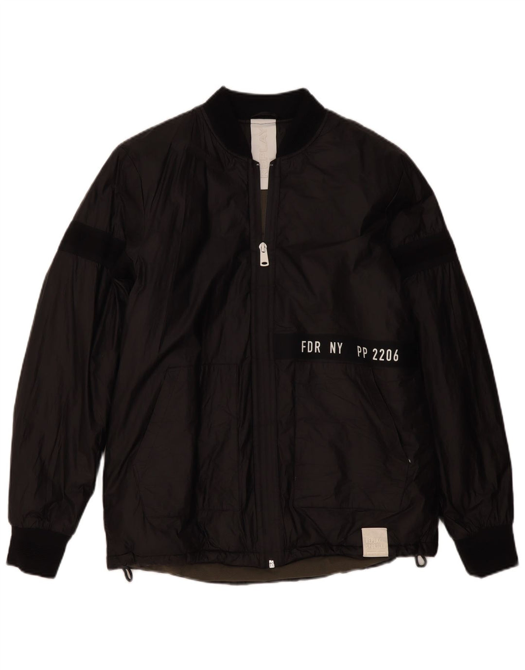 Giacca a vento grafica da uomo Replay UK 42 XL Polietilene nero