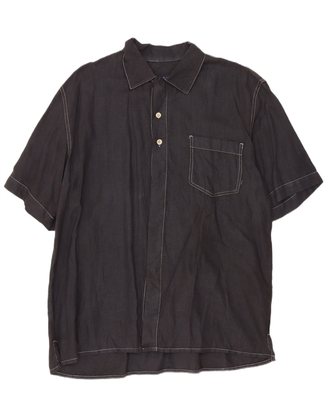 Camicia a maniche corte da uomo Cerruti grande lino blu navy