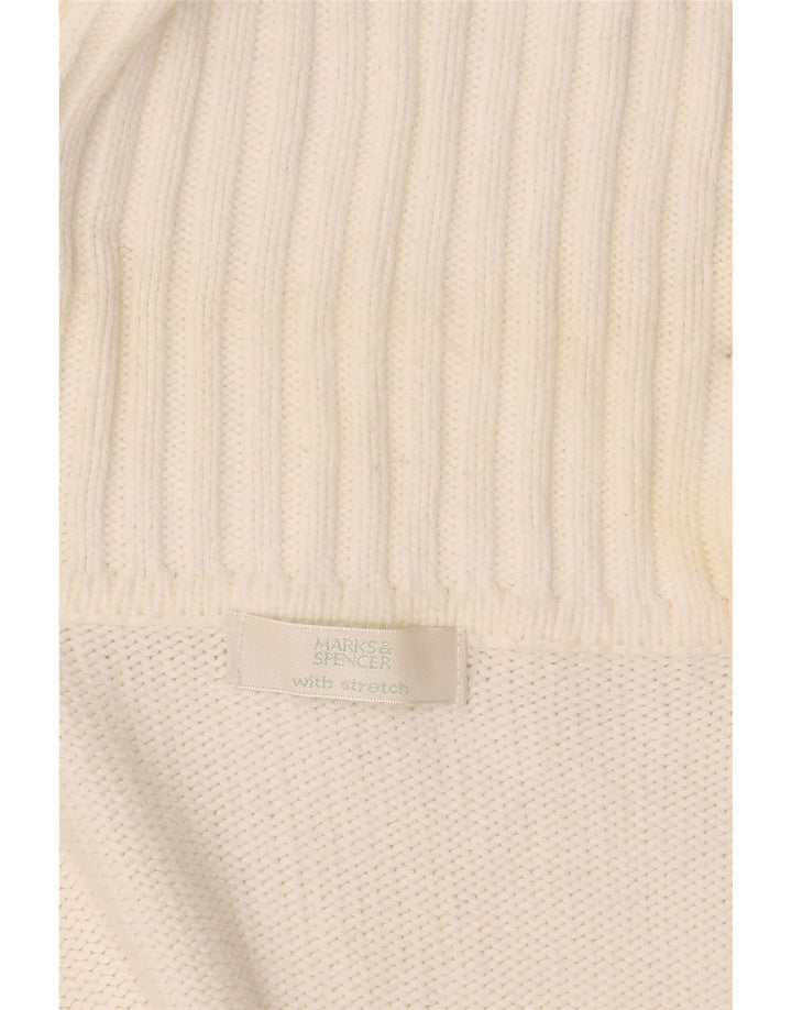 Maglione cardigan elasticizzato da donna Marks & Spencer UK 16 grande bianco