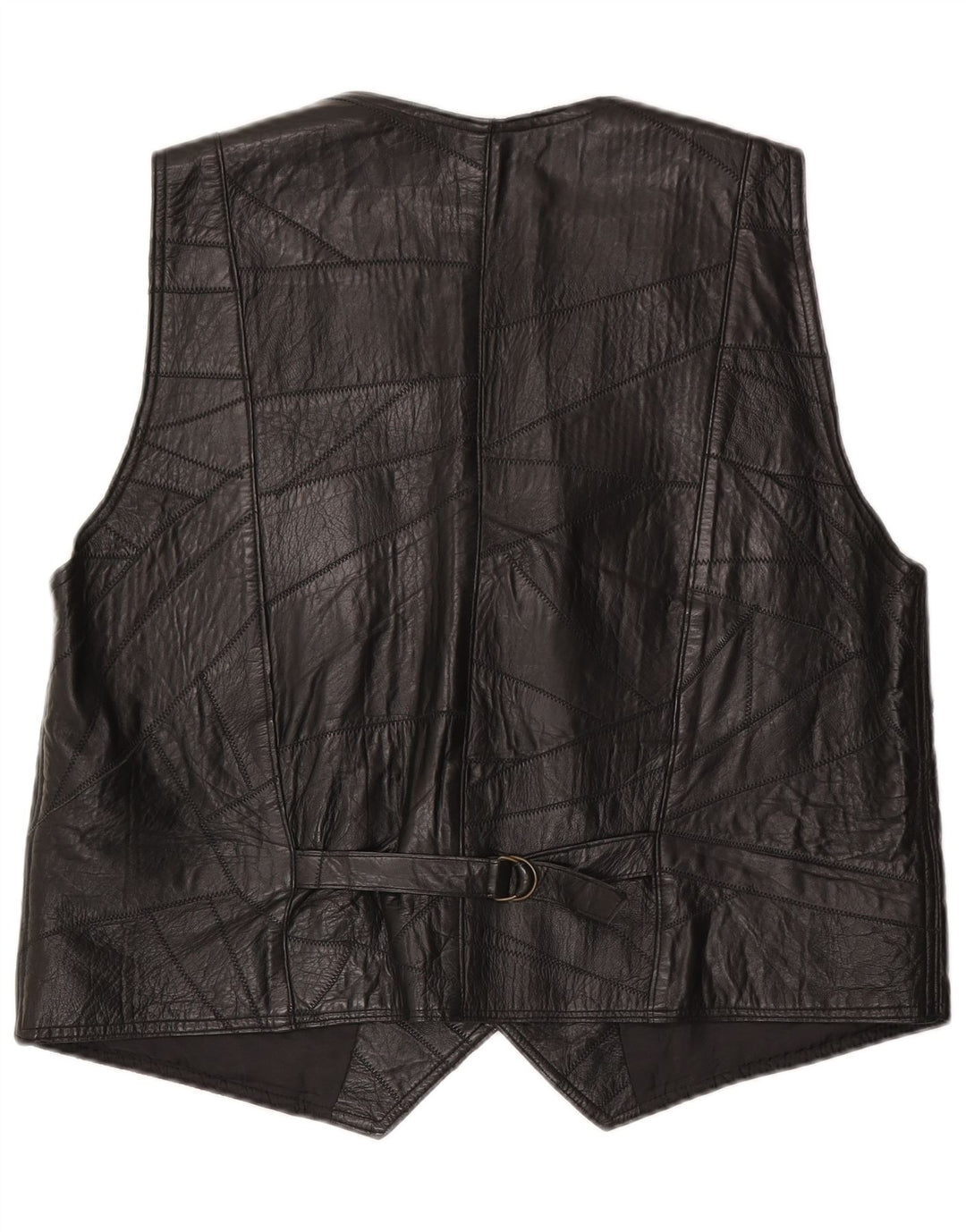 Gilet in pelle vintage da uomo grande nero