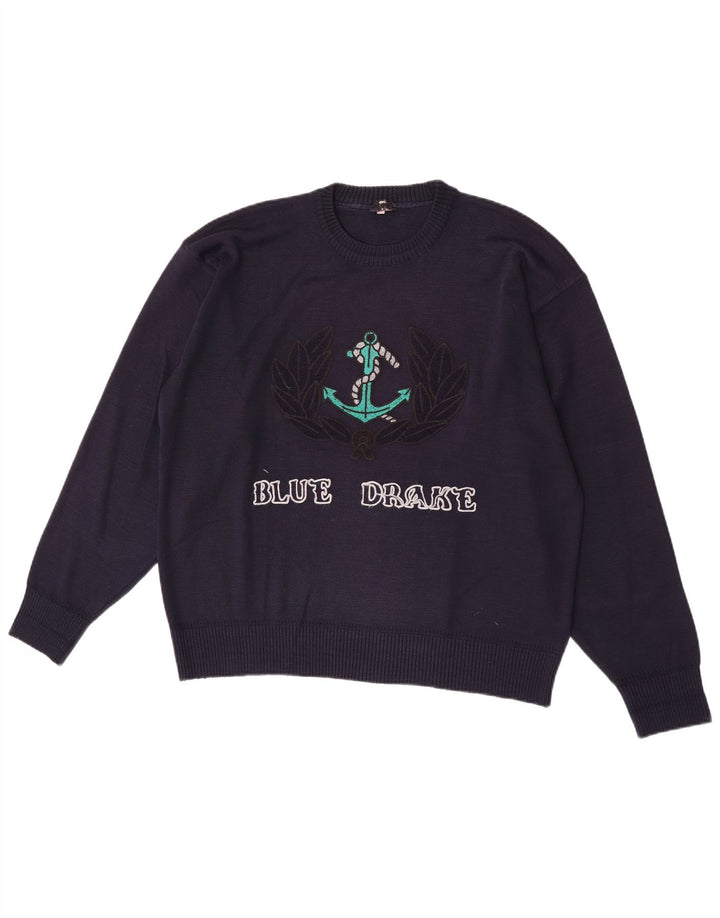 Maglione girocollo grafico da uomo Blue Drake grande blu navy