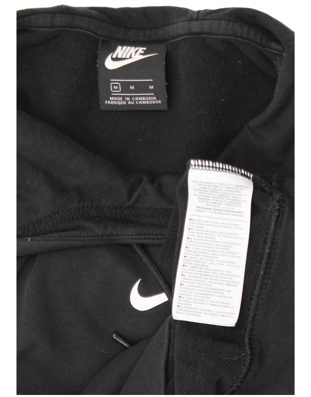Felpa con cappuccio grafica da donna Nike UK 14 cotone medio nero