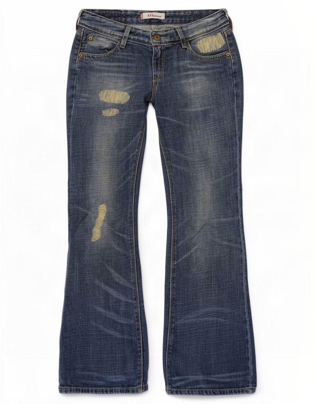 Levi's Donna 572 Jeans Bootcut invecchiati a vita bassa W28 L30 Cotone blu