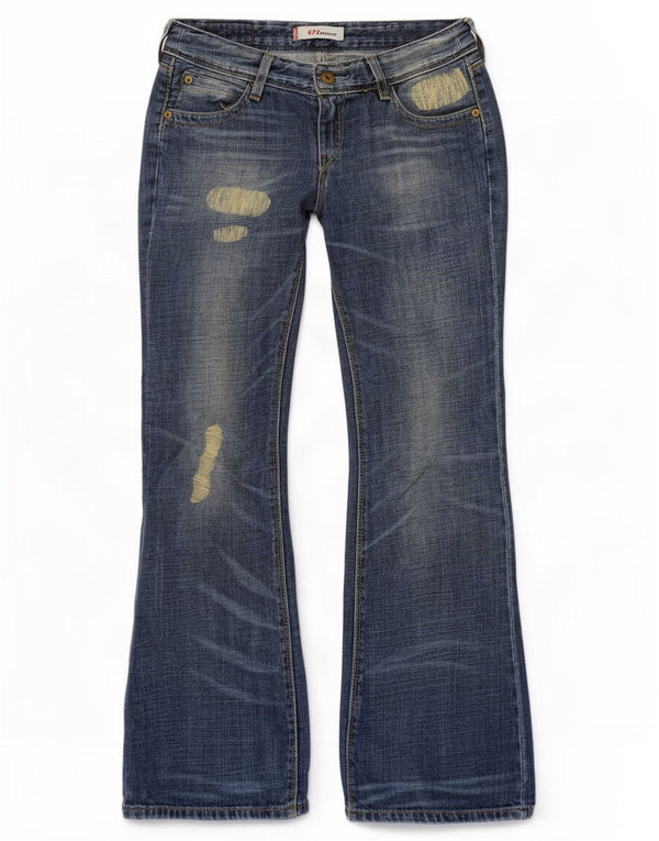 Levi's Donna 572 Jeans Bootcut invecchiati a vita bassa W28 L30 Cotone blu