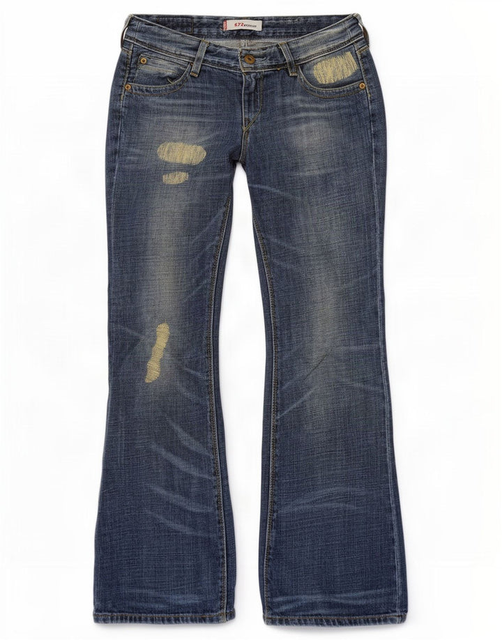 Levi's Donna 572 Jeans Bootcut invecchiati a vita bassa W28 L30 Cotone blu