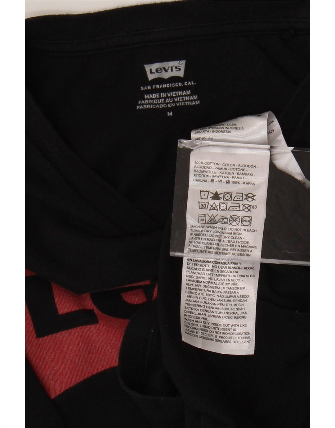 T-shirt grafica da donna LEVI'S Top UK 14 cotone nero medio