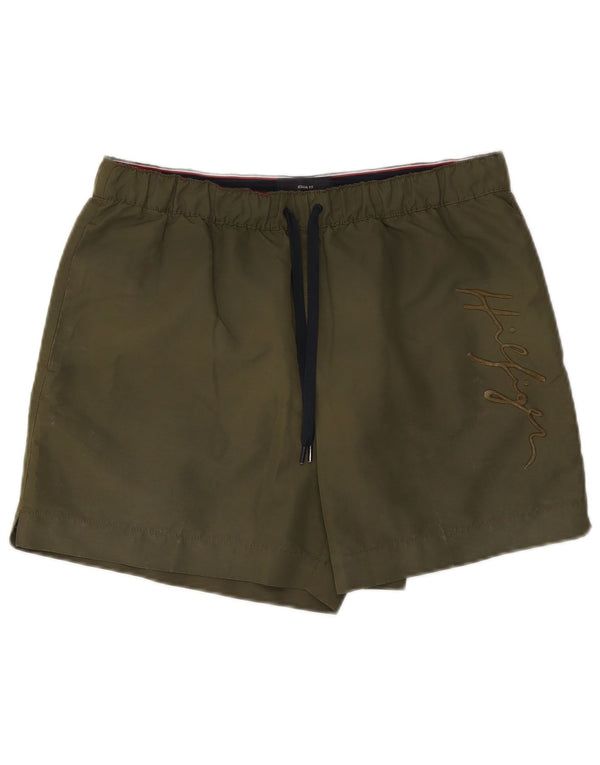 Pantaloncini da bagno Tommy Hilfiger da uomo con vestibilità regolare grafica grande kaki