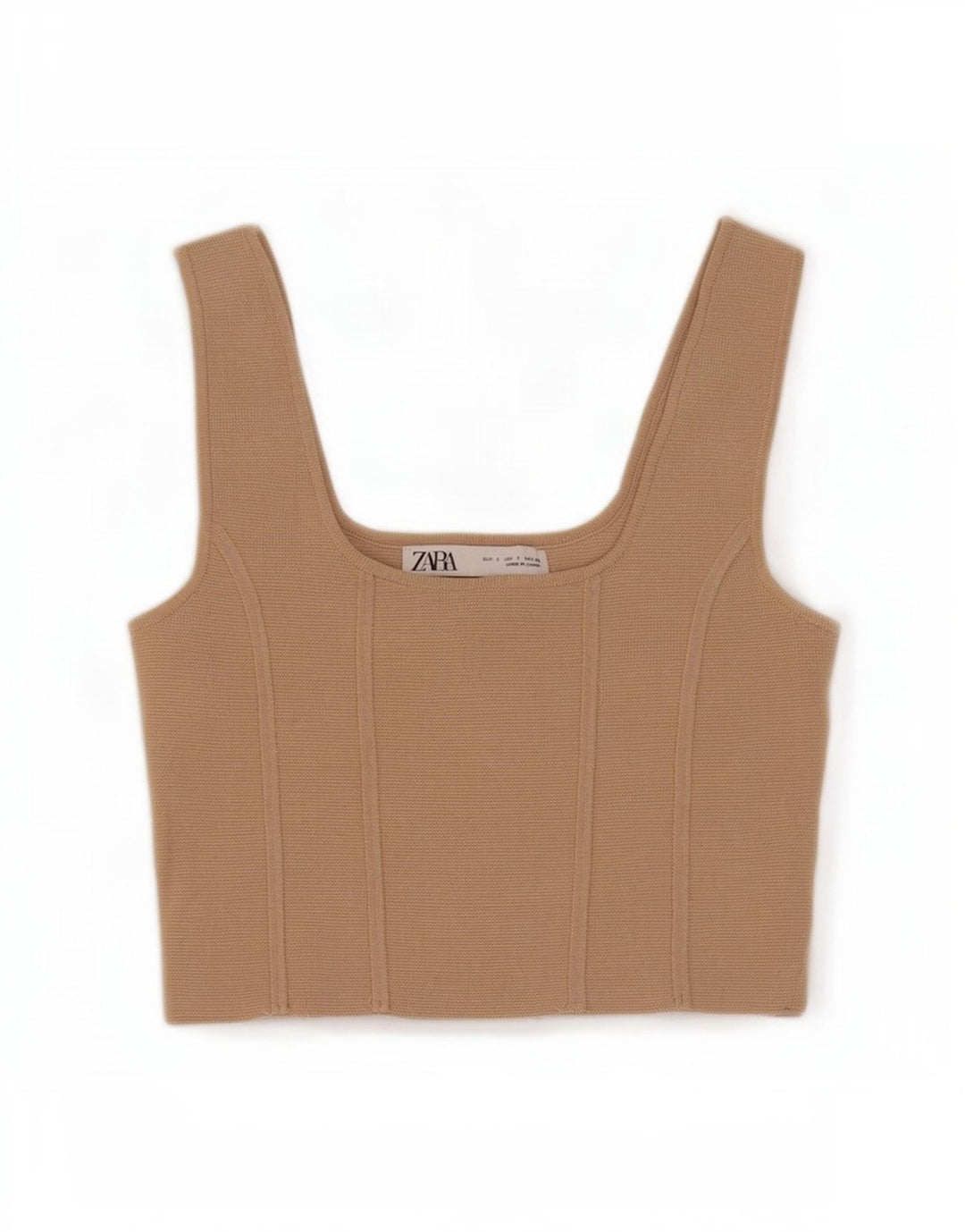 Top corto senza maniche da donna Zara UK 8 piccolo in nylon beige
