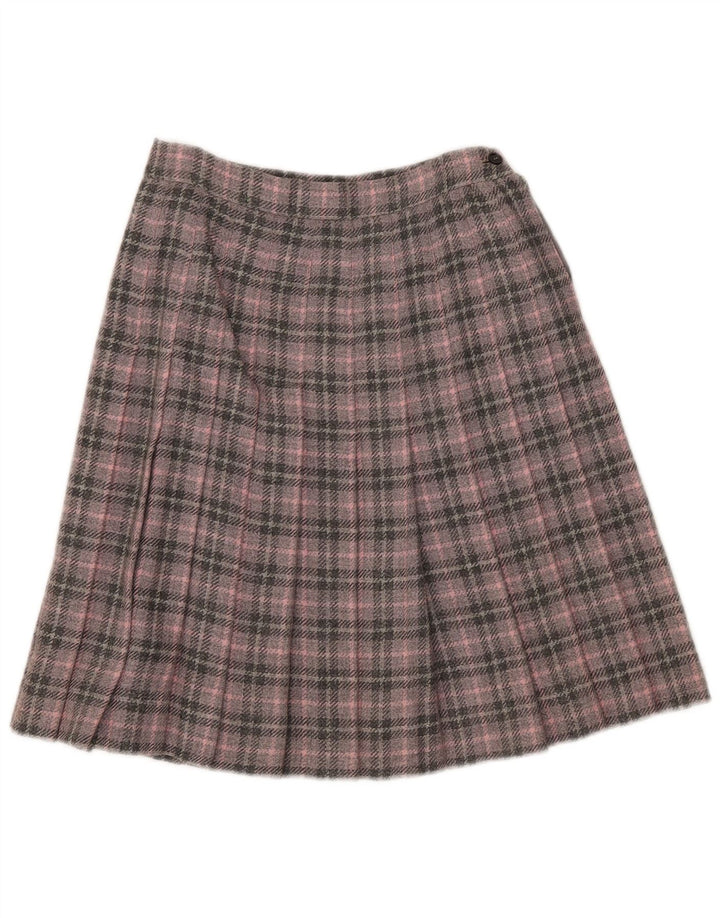 Gonna a trapezio da donna vintage W26 piccolo motivo a quadri rosa