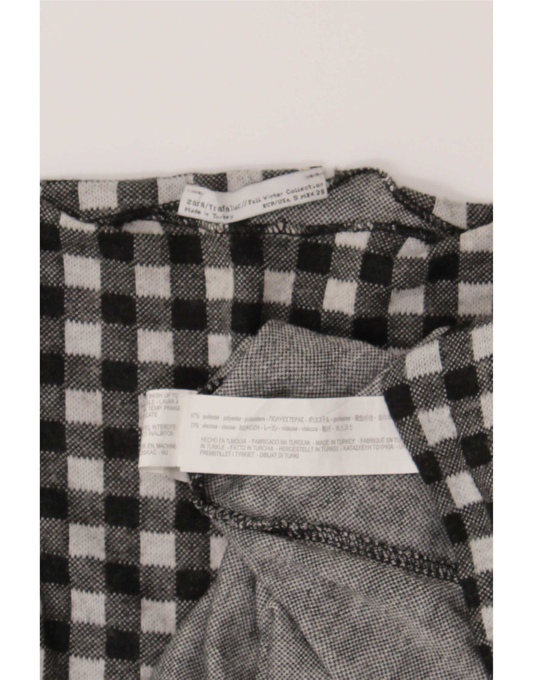Zara Trafaluc Top oversize da donna a maniche lunghe UK 10 Small Black Gingham