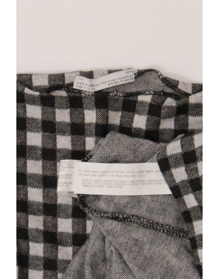Zara Trafaluc Top oversize da donna a maniche lunghe UK 10 Small Black Gingham
