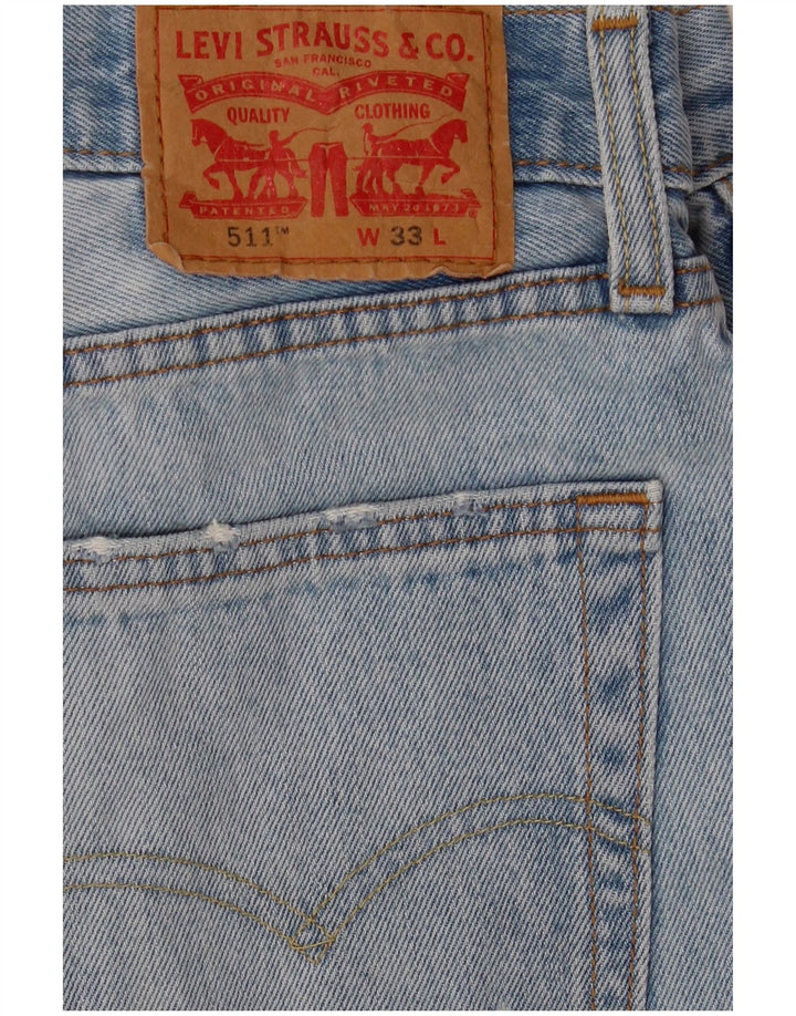 Pantaloncini Levi's da uomo 511 slim fit in denim invecchiato W33 cotone blu medio