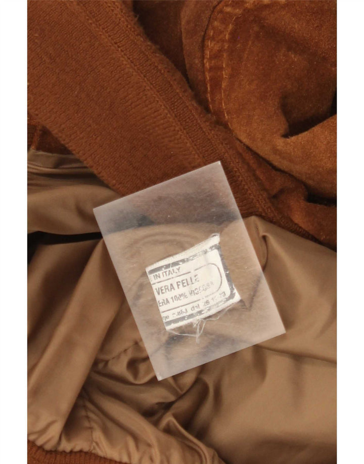 Giacca bomber scamosciata da uomo vintage UK 42 XL in pelle marrone