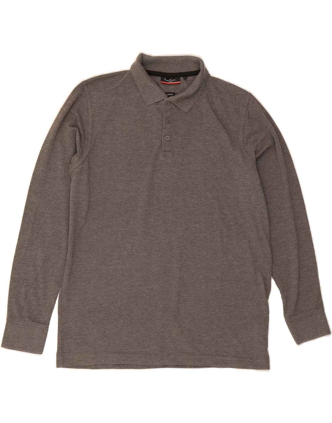PIERRE CARDIN Mens Regular Fit Long Sleeve Polo Shirt Large Grey Polyester Vintage Pierre Cardin and Second-Hand Pierre Cardin from Messina Hembry 