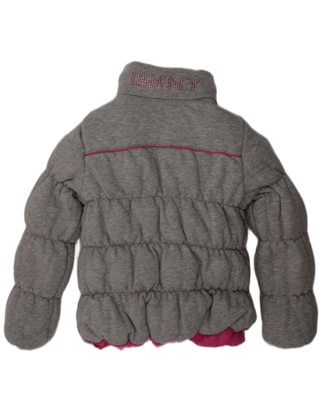 Giacca imbottita reversibile con cappuccio per ragazze Dkny 4-5 anni in poliestere rosa