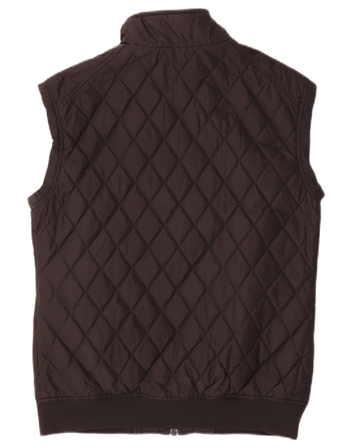Gilet trapuntato da donna Lyle & Scott UK 14 grande poliestere nero