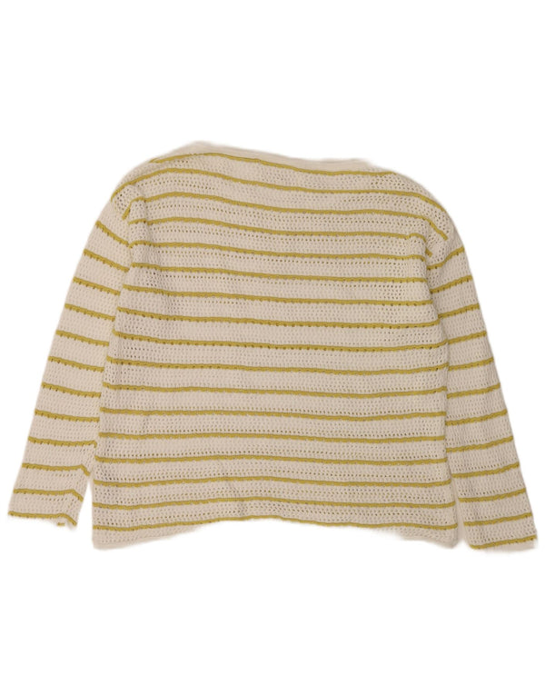 Maglione maglione con scollo a barca da donna Fat Face UK 18 XL cotone a righe bianche