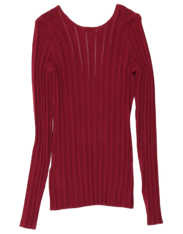 GUESS Maglione da donna con scollo a V UK 12 Rayon bordeaux medio