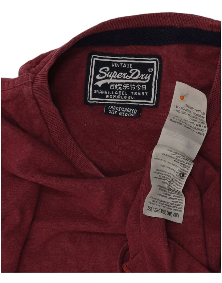 T-shirt da uomo SUPERDRY Top in cotone bordeaux medio
