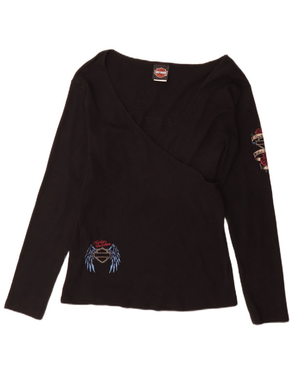 Top grafico da donna a maniche lunghe Harley Davidson UK 18 XL cotone nero