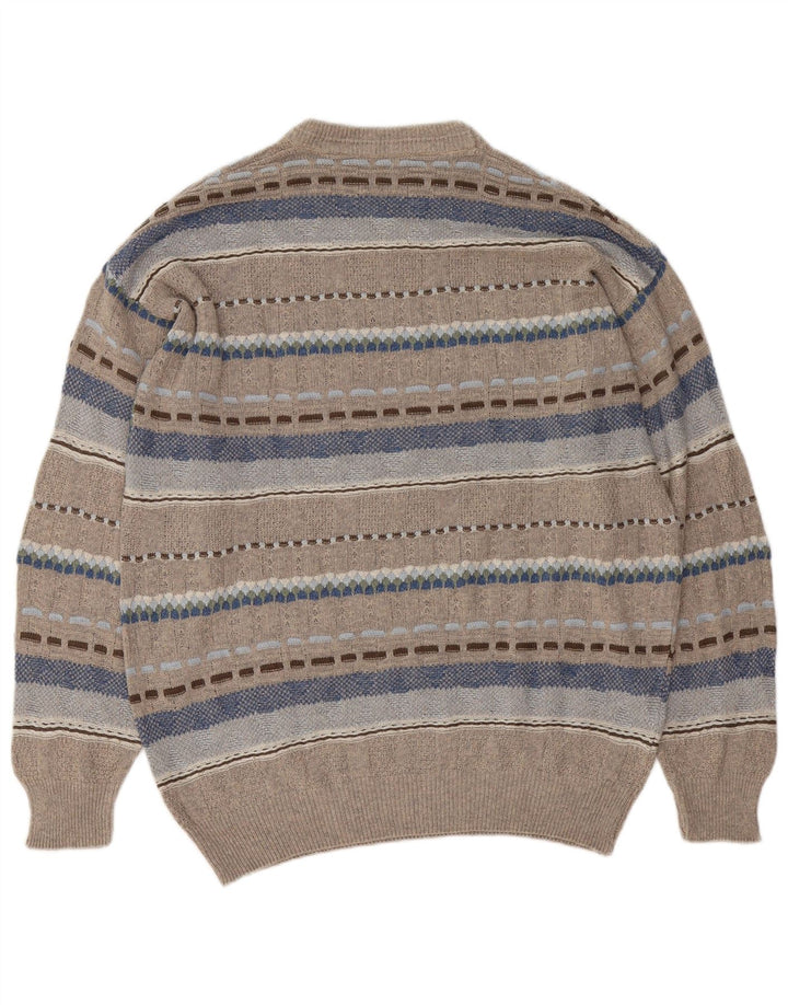Maglione maglione girocollo da uomo vintage grande grigio geometrico