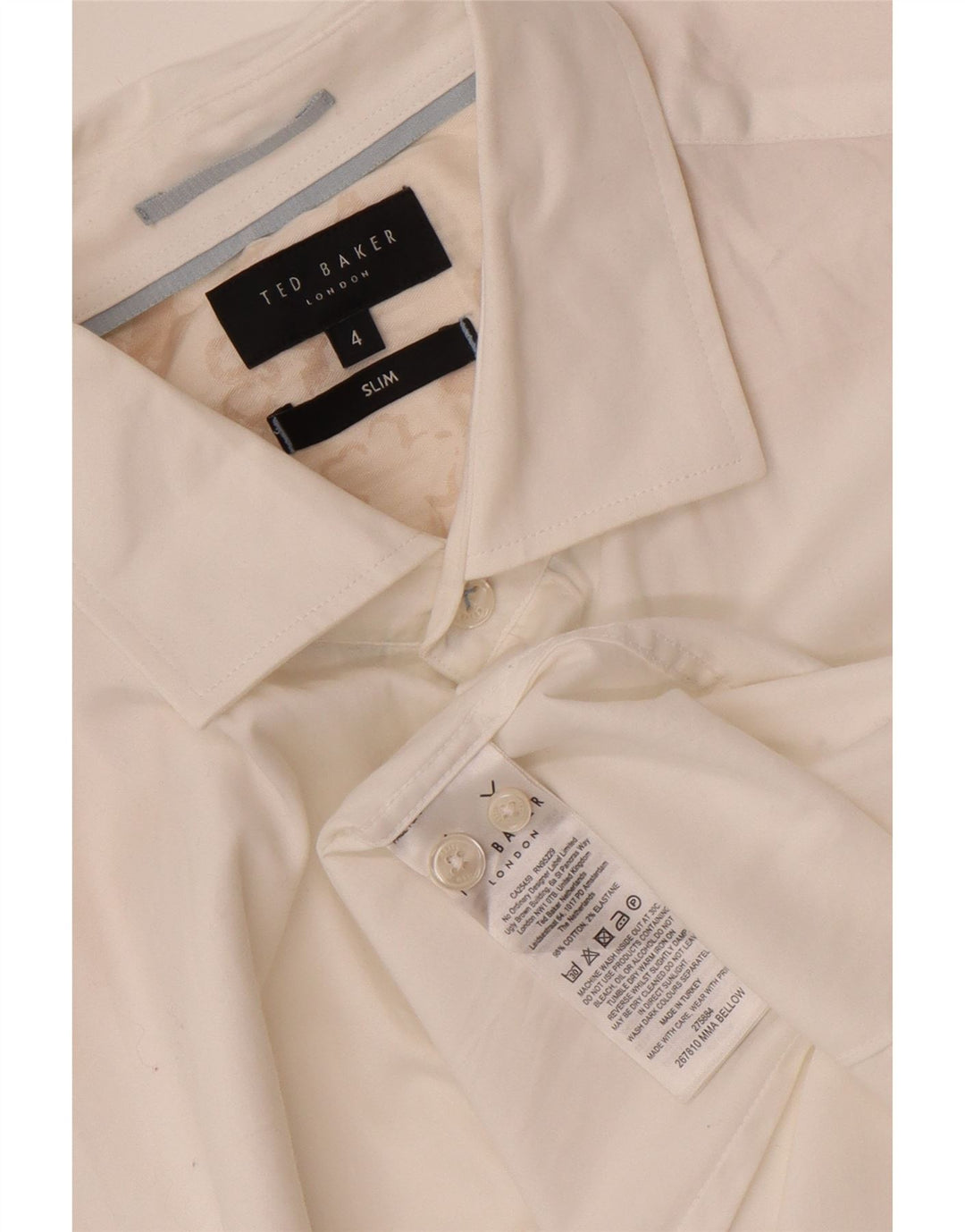 Ted Baker Camicia da uomo slim fit taglia 4 grande in cotone bianco