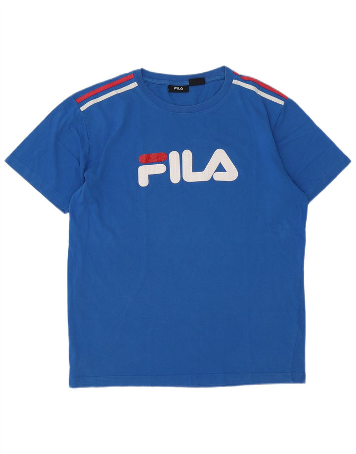T-shirt grafica da uomo Fila Top grande in cotone blu